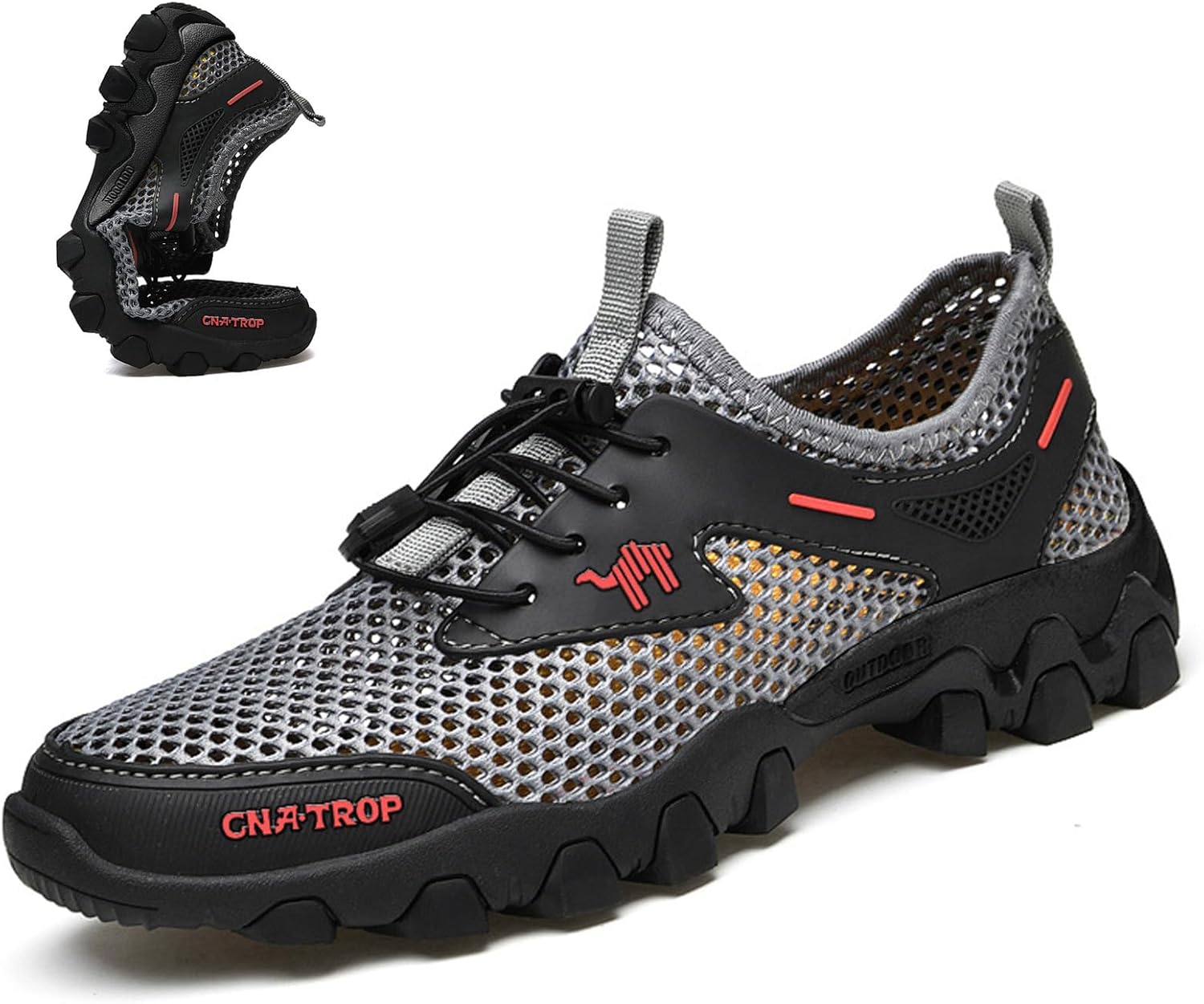 

Мужские портативные ортопедические кроссовки KCTRFSJ для походов с быстросохнущей сеткой, летние дышащие легкие кроссовки для бега по тропам на открытом воздухе, обувь для прохождения через воду, противоскользящие прогулочные кроссовки, серый