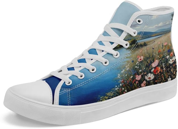 

Унисекс модные высокие кеды на шнуровке из хлопка с цветочным принтом, повседневная обувь для ходьбы и тенниса, дышащие, для весны и лета Awsole, Floral Pattern Shoes10