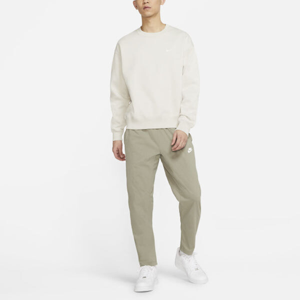 Толстовка Men's Nike Lab Fleece Crew Solid Color Plush Stay Warm Sports Round Neck Pullover Light Bone White, белый — фото 3