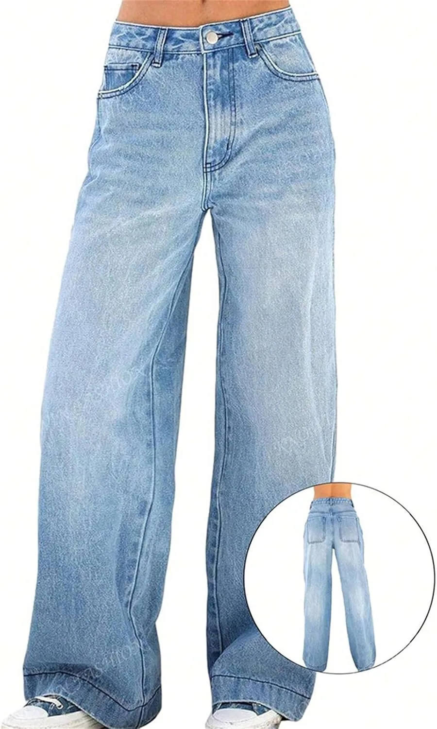 Прямые джинсы для женщин Baggy Boyfriend Wide Leg y2k Cargo High Waist — фото 2