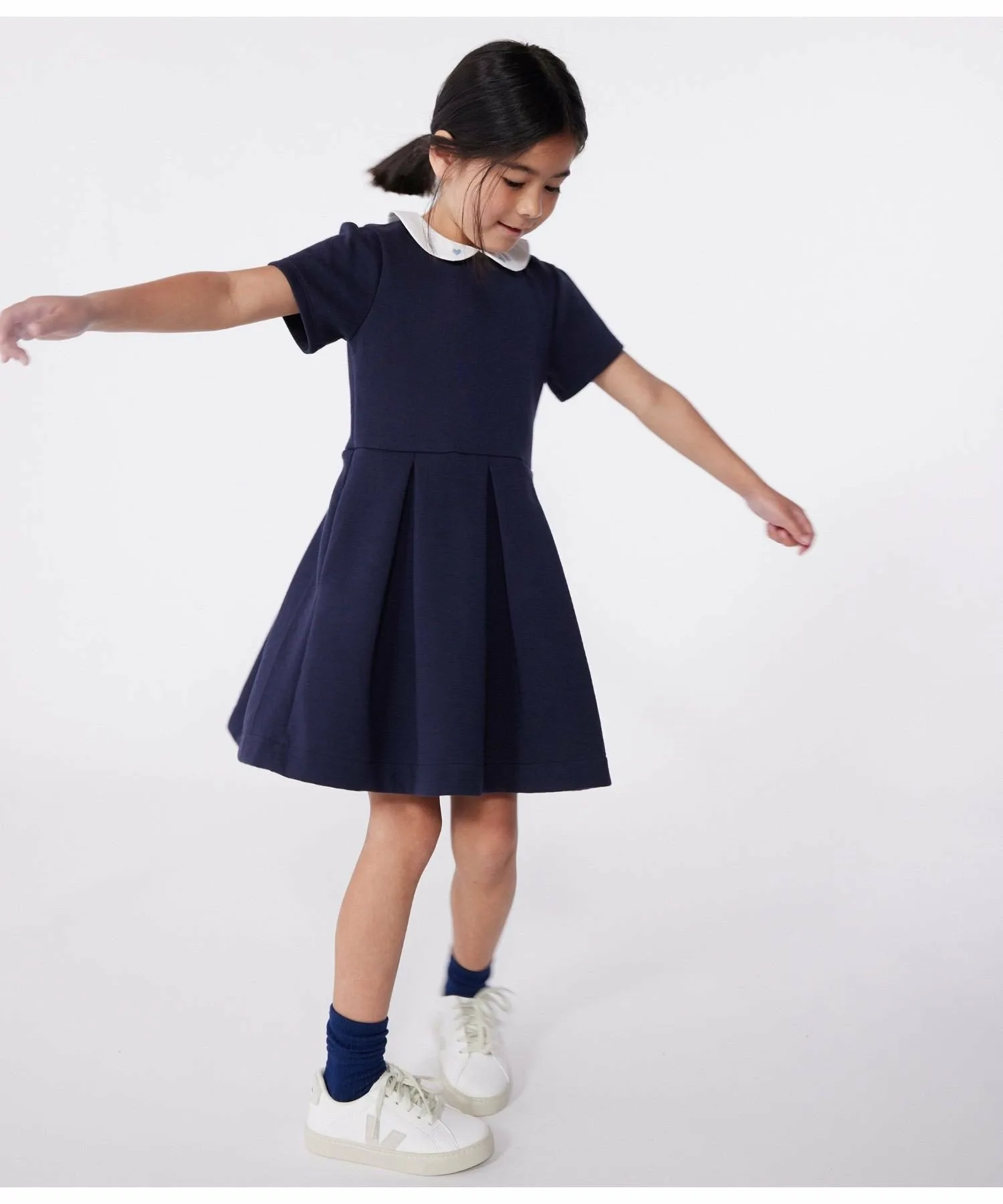 Платье с короткими рукавами PETIT BATEAU, Navy — фото 2