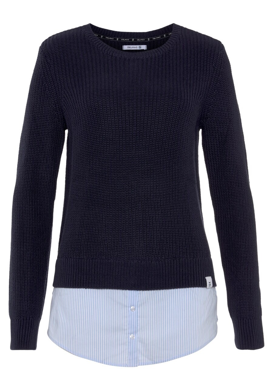

Тонкий вязаный свитер DELMAO Sweater, темно-синий/светло-синий
