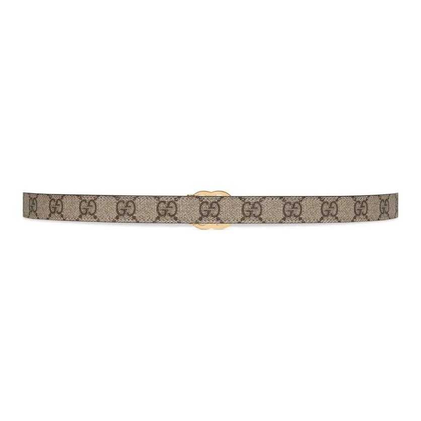 

Gucci Двусторонний тонкий пояс GG Marmont в бежевом, черном и синем цветах