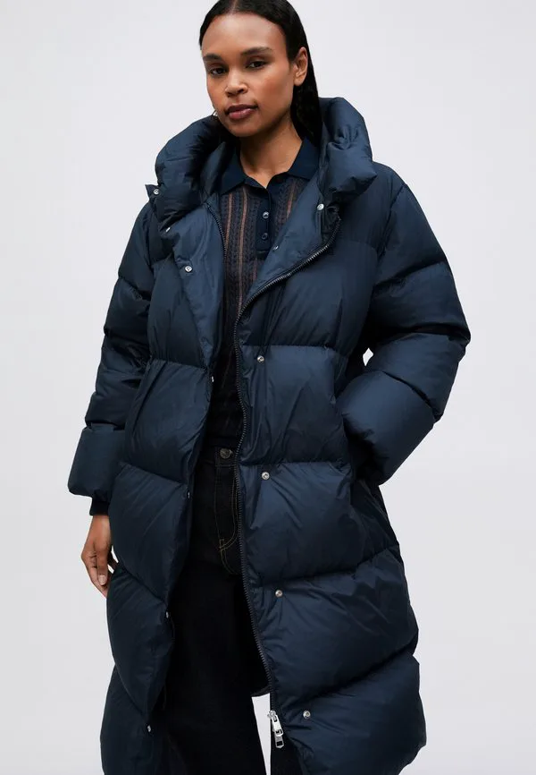 Водоотталкивающее пуховое пальто-накидка с длинным кроем Tommy Hilfiger, Dark Night Navy — фото 4