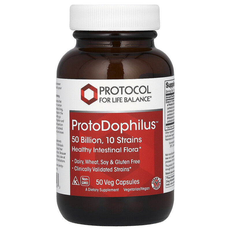 

Protocol for Life Balance, ProtoDophilus, 50 млрд, 10 штаммов, 50 вегетарианских капсул