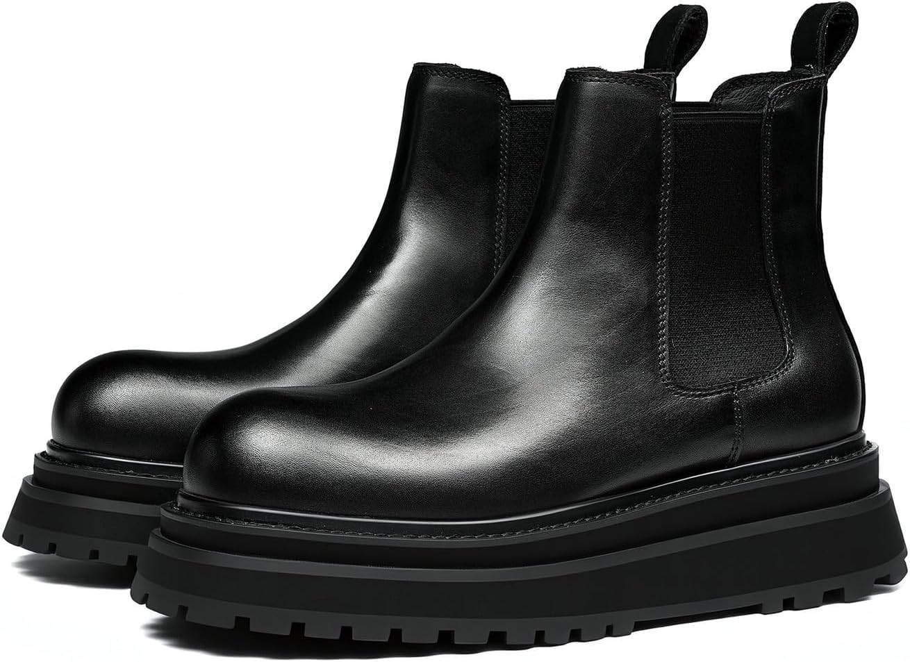 

Мужские повседневные ботинки Santimon Chelsea до щиколотки с массивной подошвой - модные современные ботинки из натуральной кожи или замши на резиновой подошве для бизнеса, свадьбы и вечеринок, черный