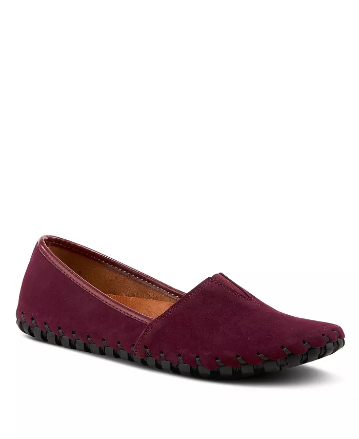 Kathaleta Suede Slip-On Comfort Туфли на плоской подошвеs с V-образной эластичной выемкой, поддержкой свода стопы и съемной стелькой Spring Step, красный