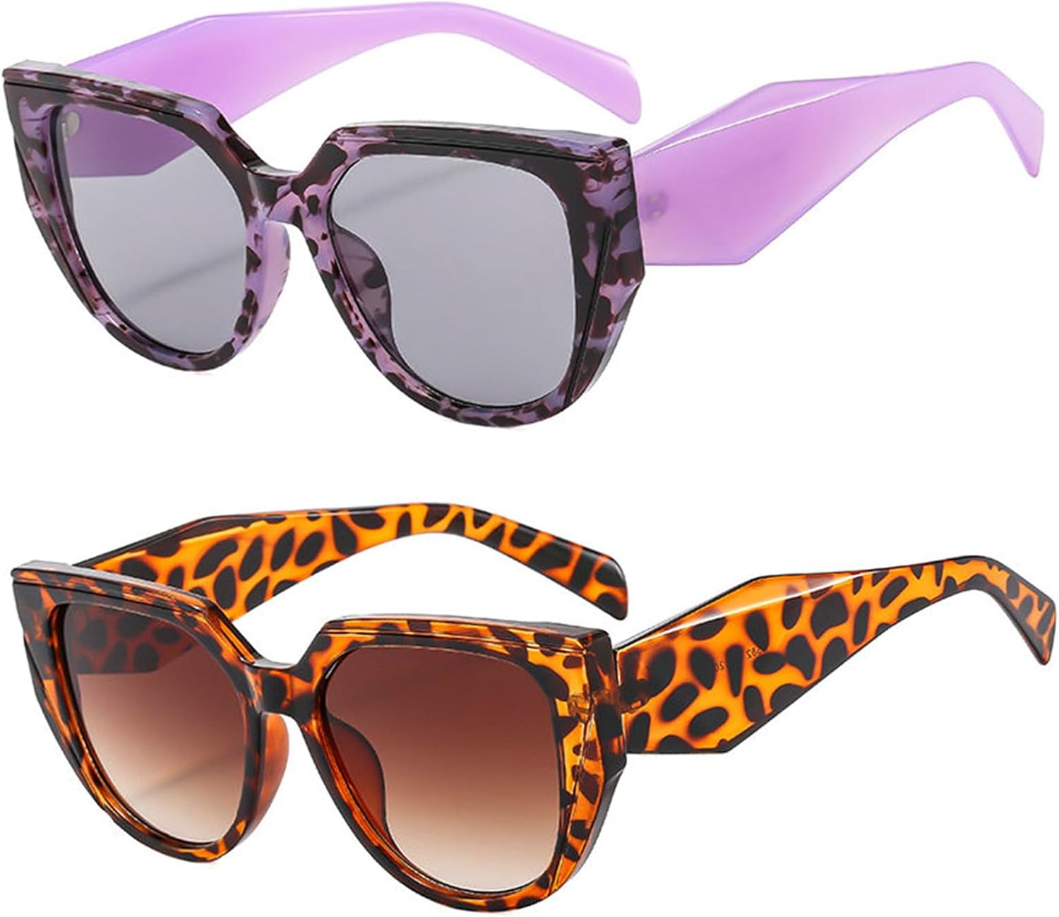 

Солнцезащитные очки Willochra Fashion Cat Eye для женщин, ретро-очки в узком стиле «кошачий глаз», треугольные, винтажные, с тонированными линзами, 2pcs-leopard&flower