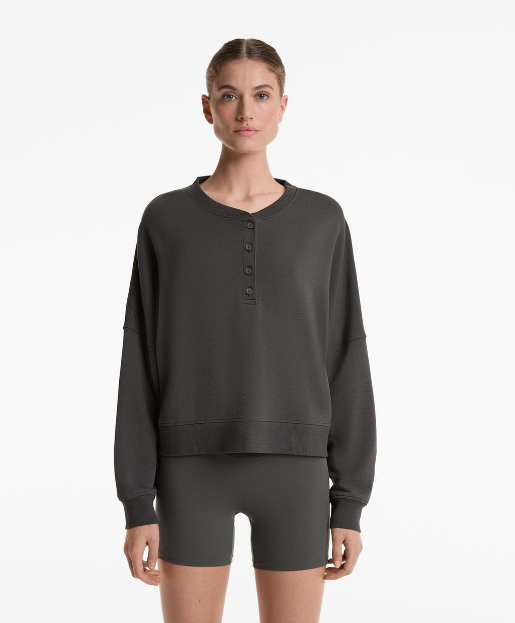 

Толстовка на пуговицах из хлопка и модала Oysho, цвет Dark Lead Grey