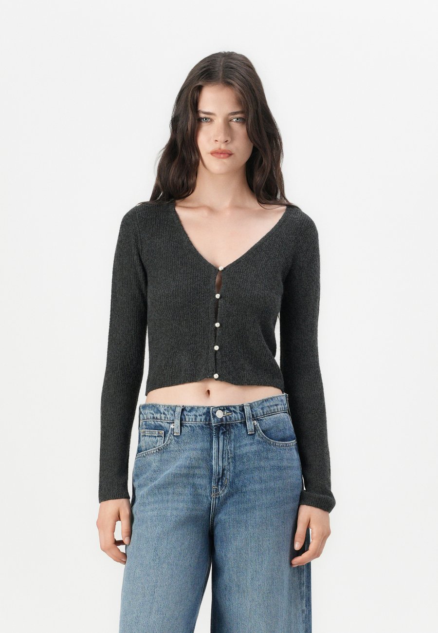 

Кардиган ONLY ONLRICA LIFE V NECK PEARLCARD, Dark Grey Melange/Dark Grey