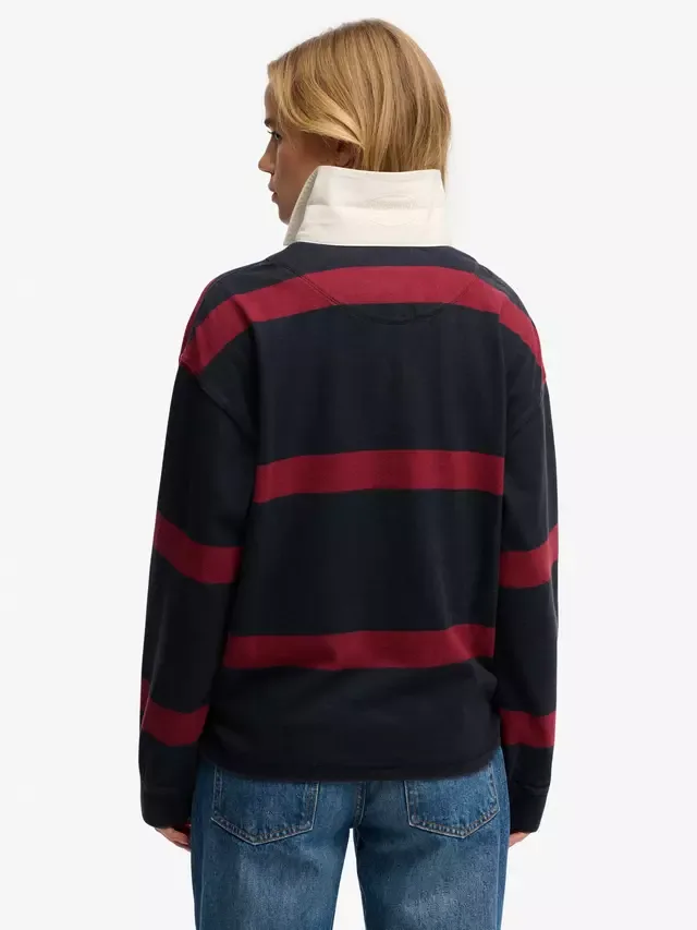 Регбийная футболка Heritage Stripe, темно-синяя/красная (цвет портвейн) Superdry — фото 2