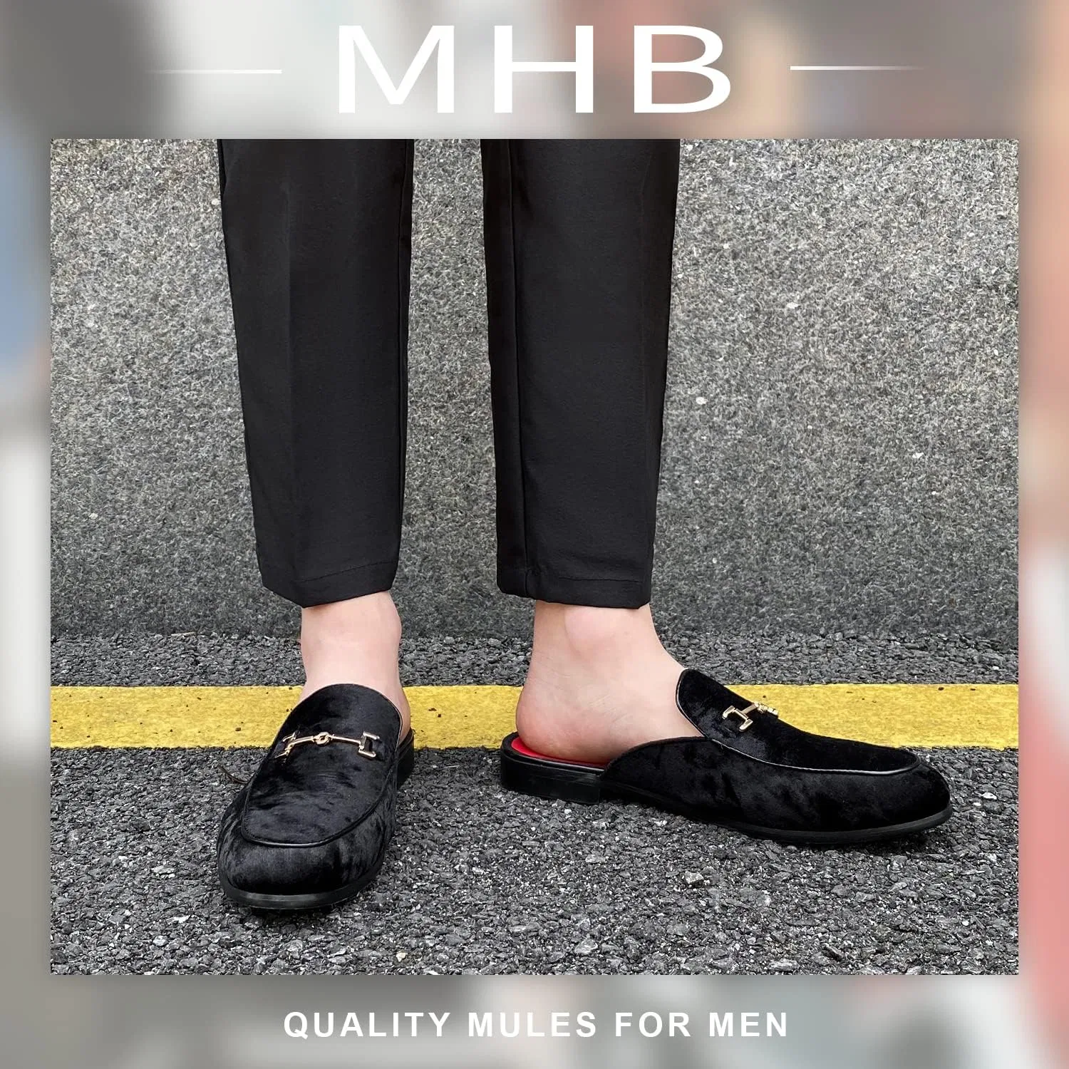Мюли мужские, без задника, черный вельвет MHB — фото 2