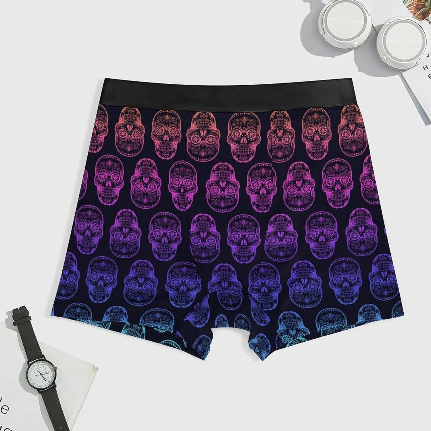 Боксеры с рисунком черепа, мужские, быстросохнущие, Skull Pattern — фото 3