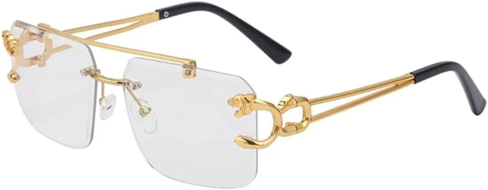 

Ретро солнцезащитные очки без оправы в стиле стимпанк, металлические солнцезащитные очки без оправы, модные очки с защитой от УФ-излучения UV400 TYUVIVO, Transparent