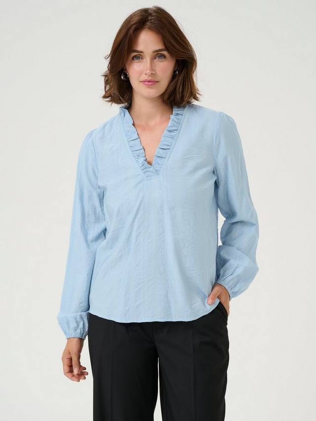 

Топ с V-образным вырезом и рюшами Sanni KAFFE, Soft Chambray