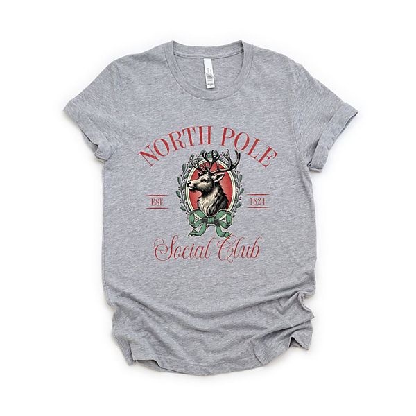 

Футболка North Pole Social Club с коротким рукавом и принтом Simply Sage Market, Heather Grey
