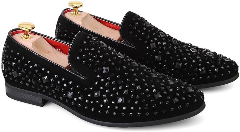 

Мужские блестящие с пайетками слипоны WAOLSU с кристаллами, повседневные лоферы и клубные туфли, черный