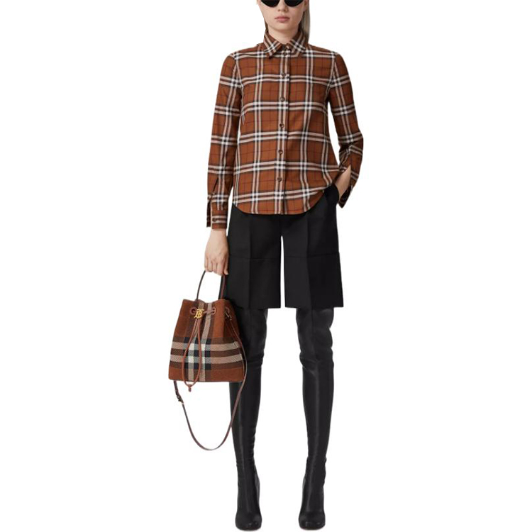 Рубашка Burberry с длинным рукавом, проверенная, темно-березово-коричневый — фото 4