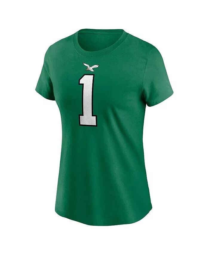 Женская футболка с именем и номером игрока Jalen Hurts Kelly Green Philadelphia Eagles Nike — фото 2