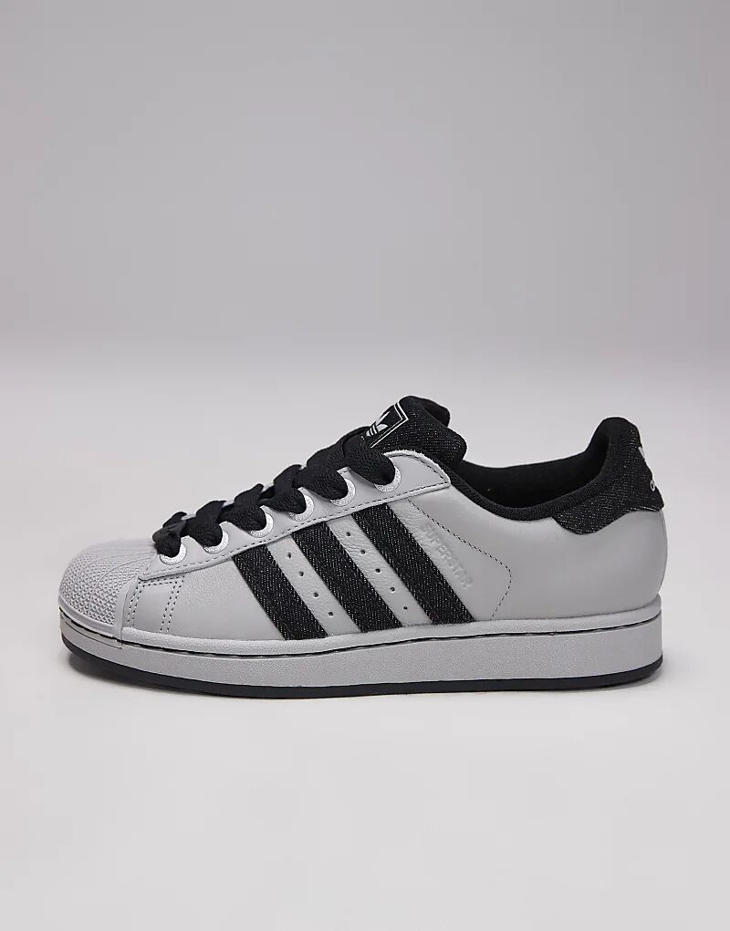 Кроссовки adidas Originals Superstar II из серого и черного денима — фото 2