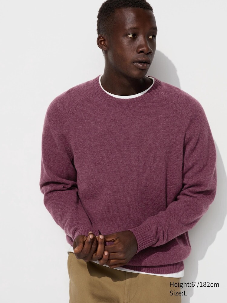 

Джемпер из овечьей шерсти с круглым вырезом Uniqlo, цвет 18 красный