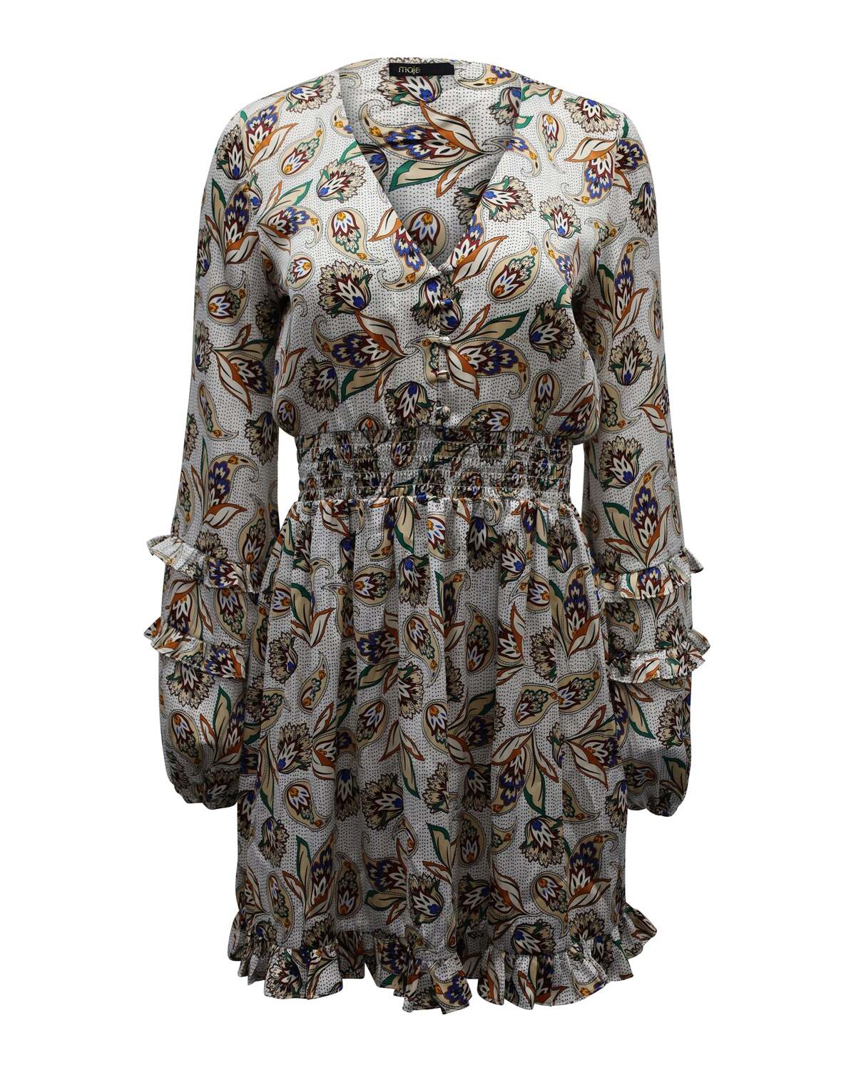 

Мини-платье Maje с принтом пейсли и присборенной талией из разноцветного полиэстера Maje, Multi