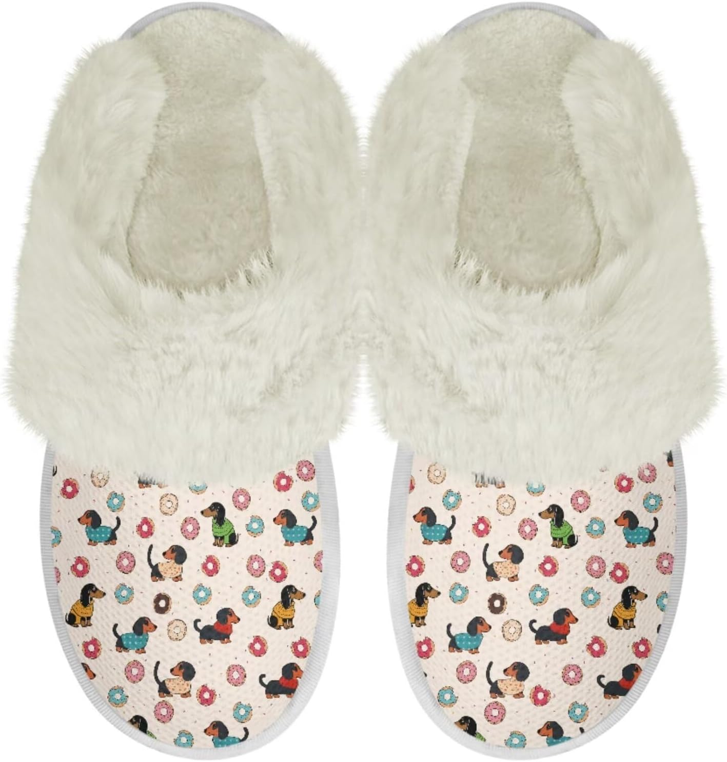 

Женские пушистые тапочки Binienty, домашние тапочки для мужчин и женщин, повседневная зимняя обувь для дома, Donut Dachshund