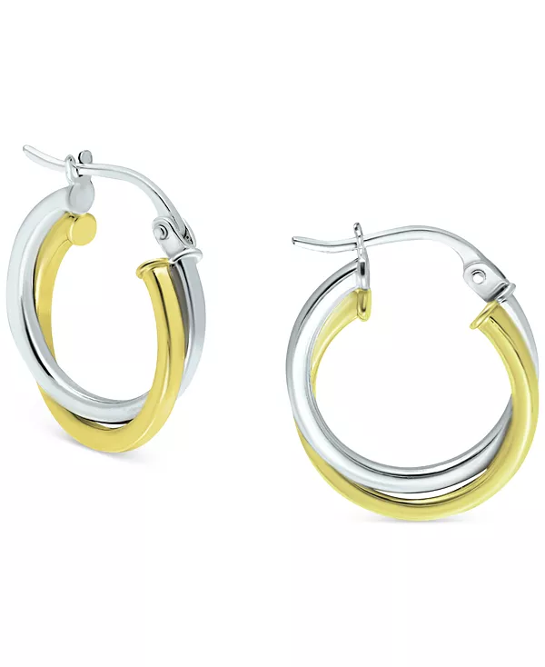 

Двойные серьги-кольца из стерлингового серебра с покрытием из 18-каратного золота, созданные для Macy's Giani Bernini, two-tone