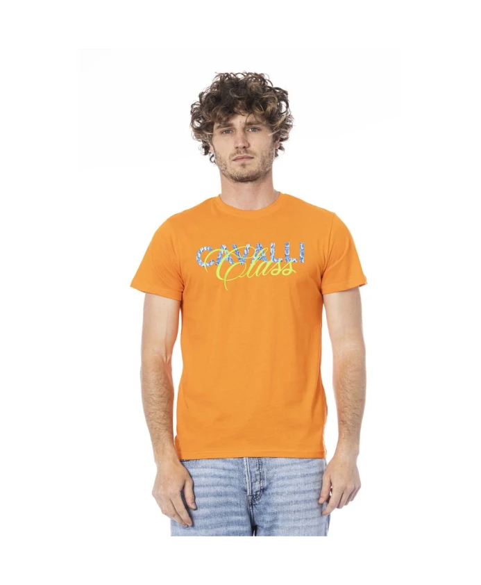 

Мужская футболка из оранжевого хлопка Cavalli Class, оранжевый