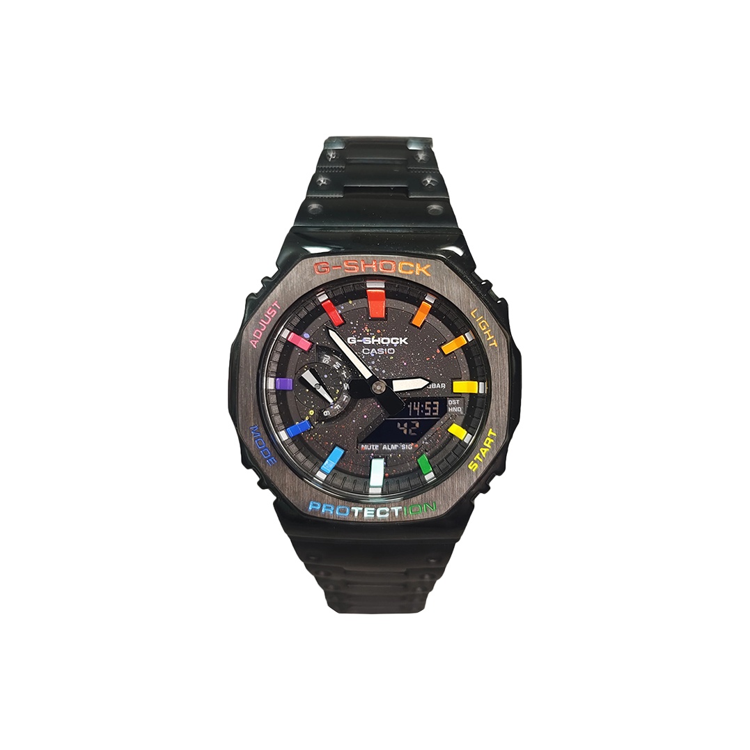 

CASIO Часы Men Liquid Crystal/Analog Dual Display Series Black Watch, Black Steel Rainbow Classic