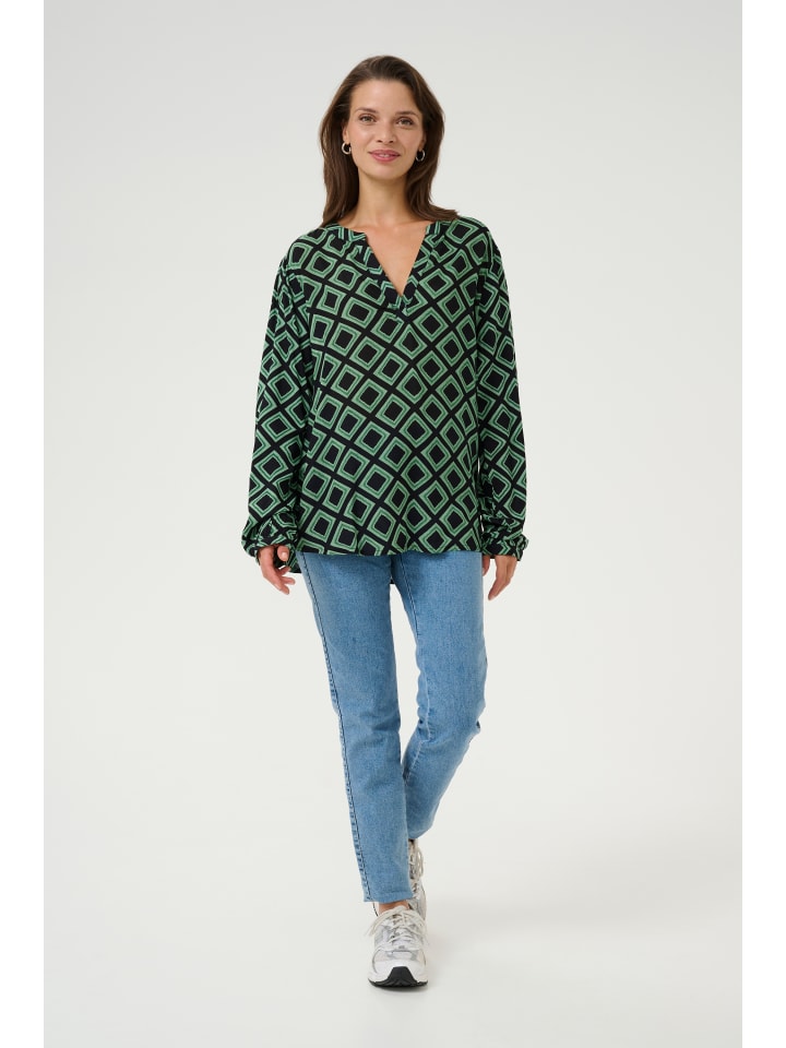 

Блузка Kaffe, цвет black deep/green geometric