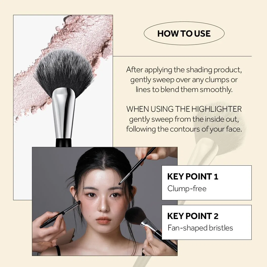 Кисть для румян Studio17 Big Fan Blush 453, черная — фото 4