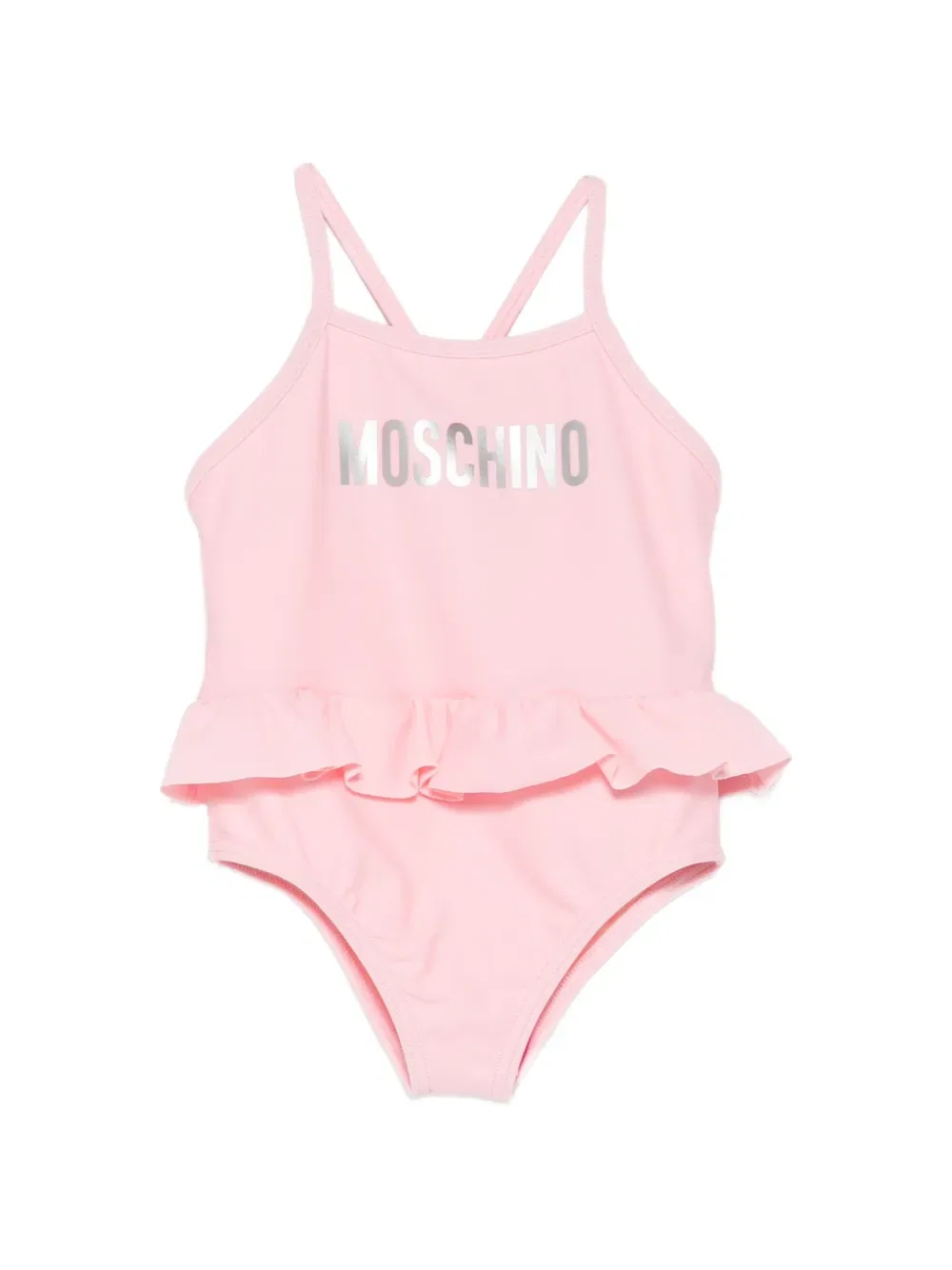 Купальник с оборками и буквами Moschino Kids, розовый