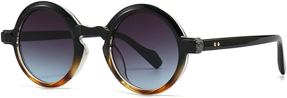 

Популярные модные круглые солнцезащитные очки для женщин, ретро-очки с градиентным переходом, защита от УФ-излучения UV400 для мужчин, трендовые панк-очки с заклепками TYUVIVO, Black Grey Blue