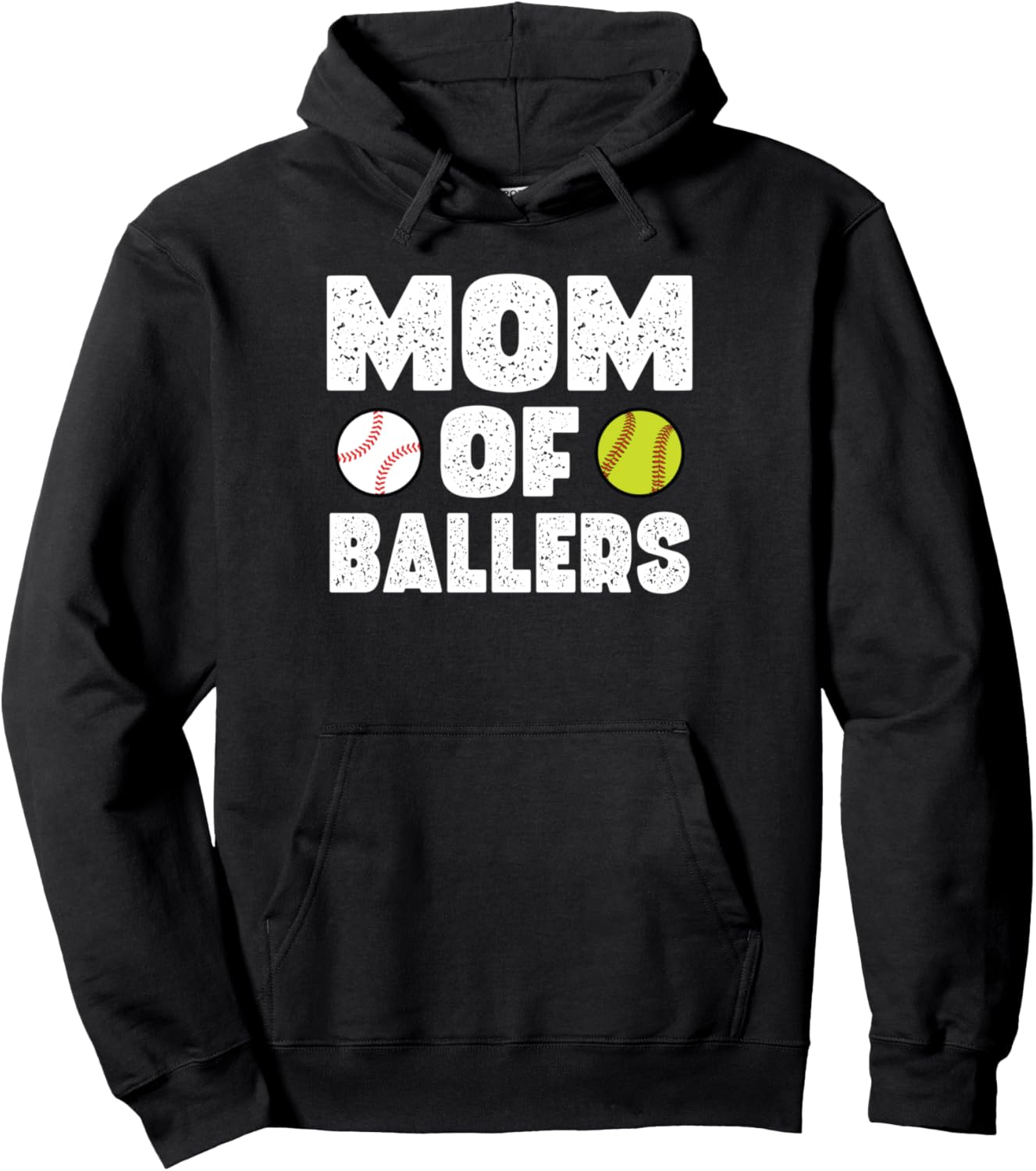 

Худи Mom of Ballers для софтбола и бейсбола Softball Player & Baseball Player Gift, черный