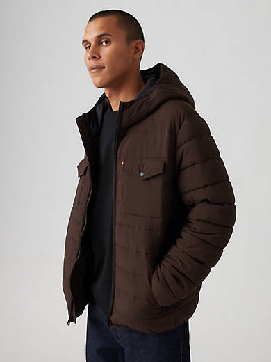 

Куртка-пуховик с капюшоном и 2 нагрудными карманами Levi's, цвет Chicory Brown - Brown