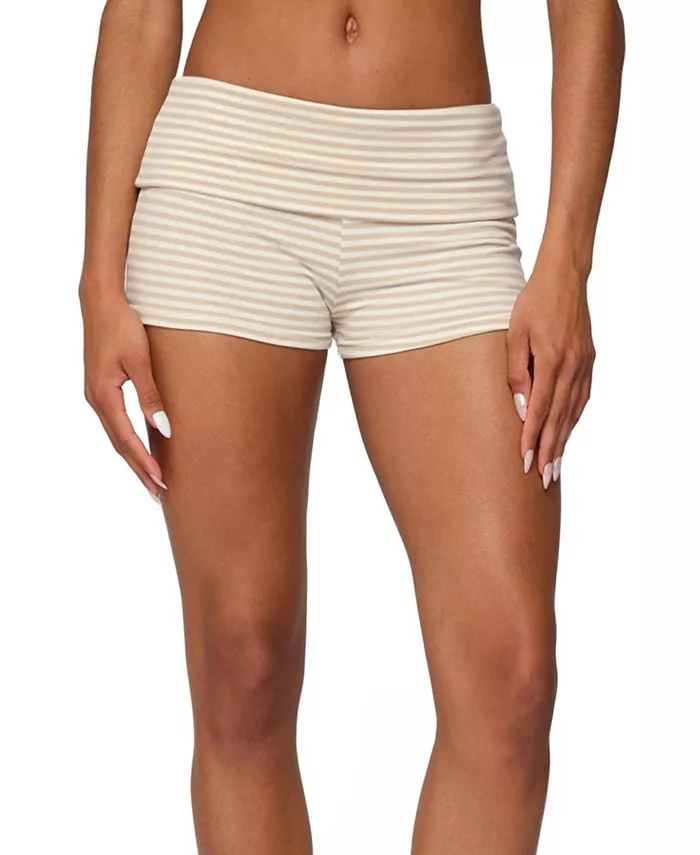 

Женские полосатые шорты Kodi с отворотами Edikted, коричневый/бежевый