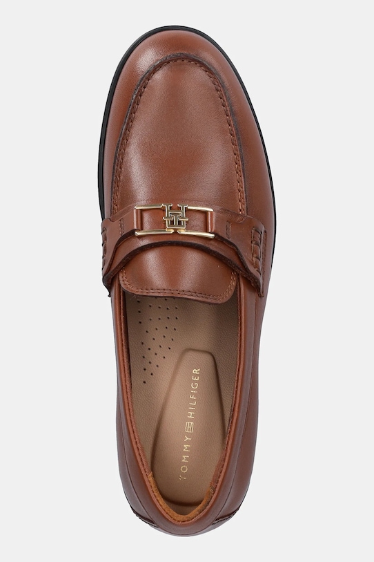 Кожаные мокасины TH Logo Leather Loafer Tommy Hilfiger, коричневый — фото 4