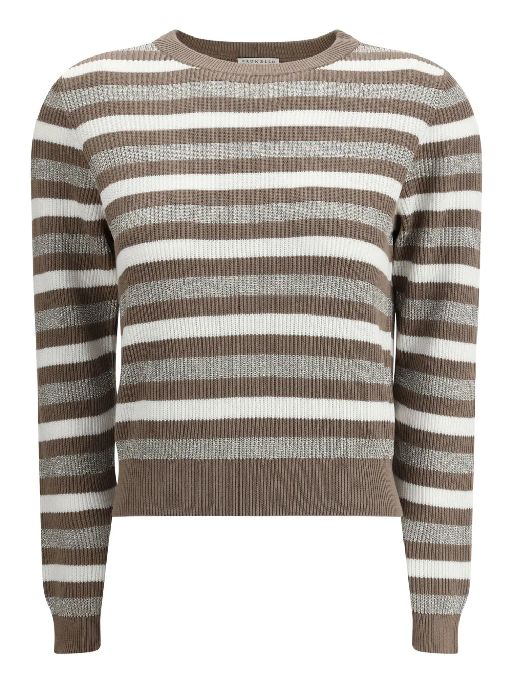

Полосатый ребристый свитер Brunello Cucinelli, коричневый
