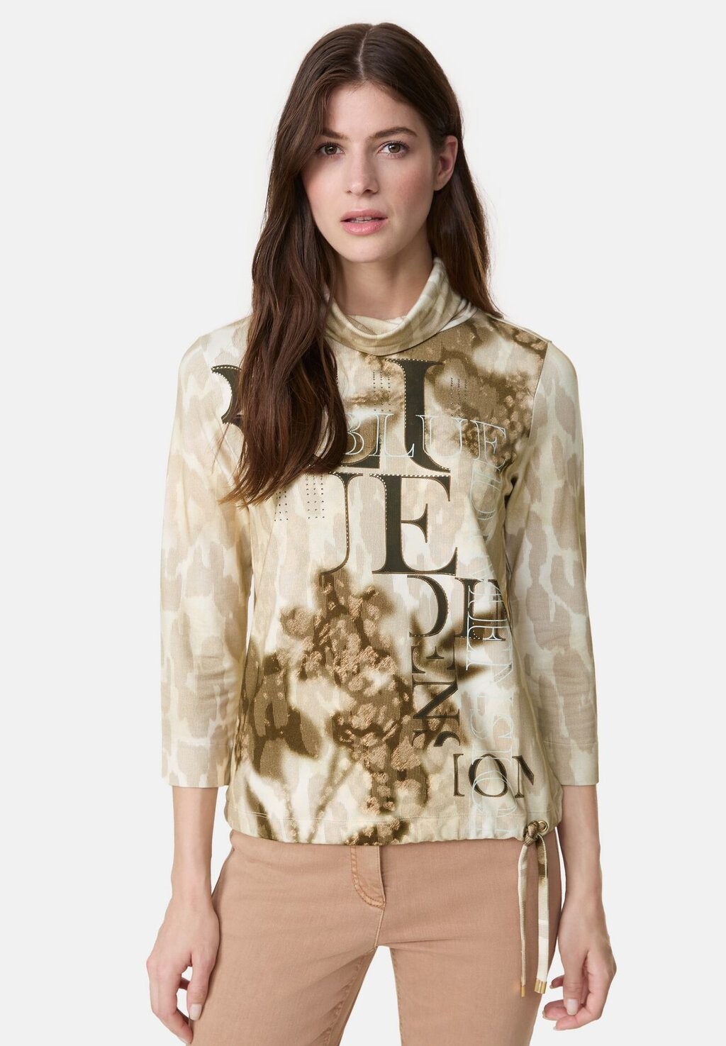 

Топ с длинными рукавами 3/4 ARM MIT TUNNELBAND Gerry Weber, цвет Camel Cream Panneaux