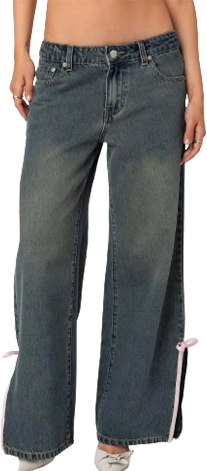 

Женские джинсы прямые широкие мешковатые high waisted relaxed fit деним Fuguibadn