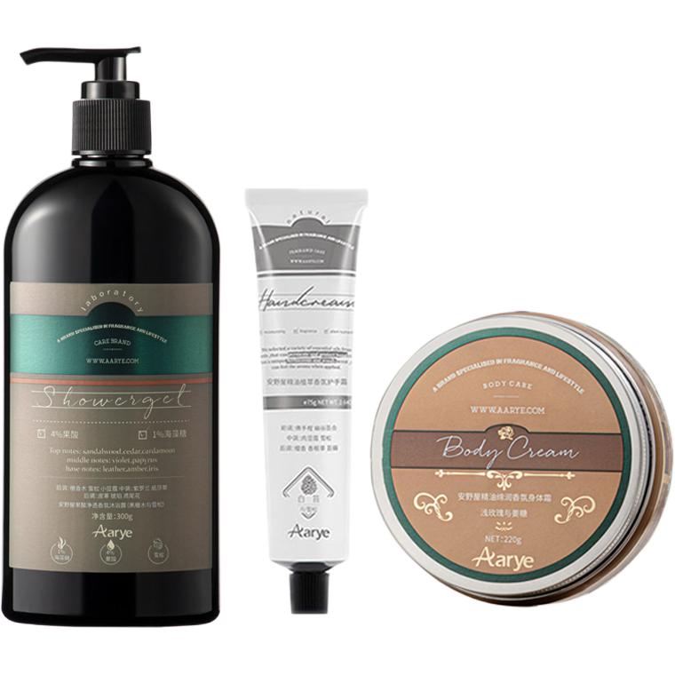 

Наборы для ухода Unisex AARYE, светло-розовый body cream *1 + белый moss hand cream *1 + ebony body wash *1