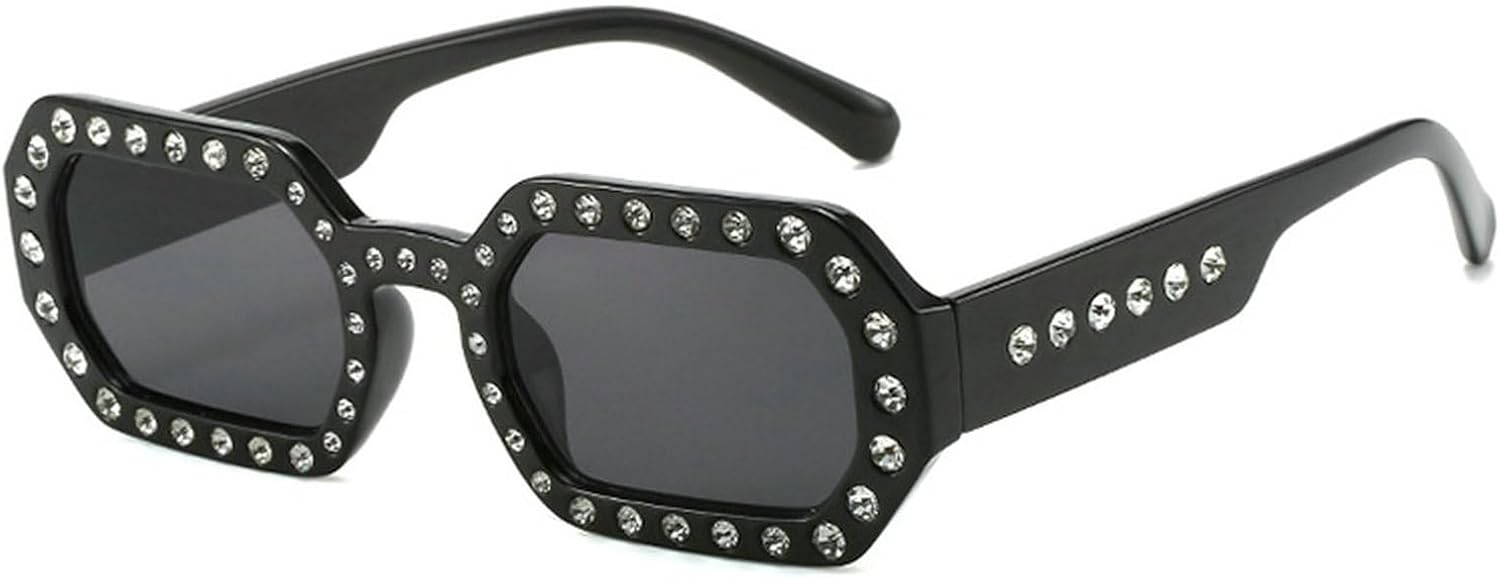 

Роскошные прямоугольные солнцезащитные очки в стиле панк с бриллиантами, модные солнцезащитные очки для женщин и мужчин, градиентные солнцезащитные очки в стиле ретро с защитой от УФ-излучения UV400 Melrose, Black