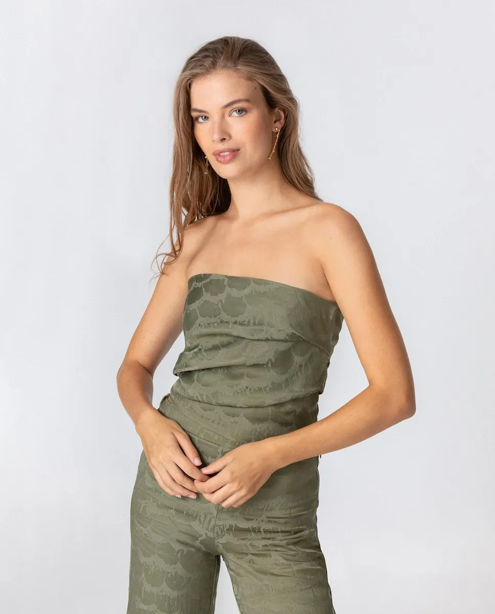 

Женский топ-бандо на застежке-молнии Noon, темно-зеленый