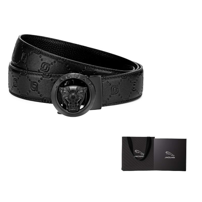

JAGUAR Мужской ремень из натуральной кожи черный шириной 3.45 см, Black