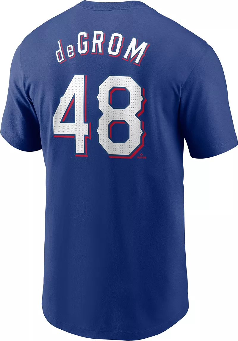 Мужская синяя футболка Nike Texas Rangers Jacob deGrom #48 — фото 3