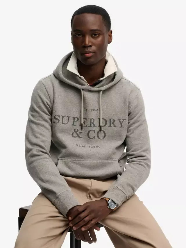 Хлопковая толстовка свободного кроя 1954 Company, темно-серый винтажный стиль Superdry — фото 4