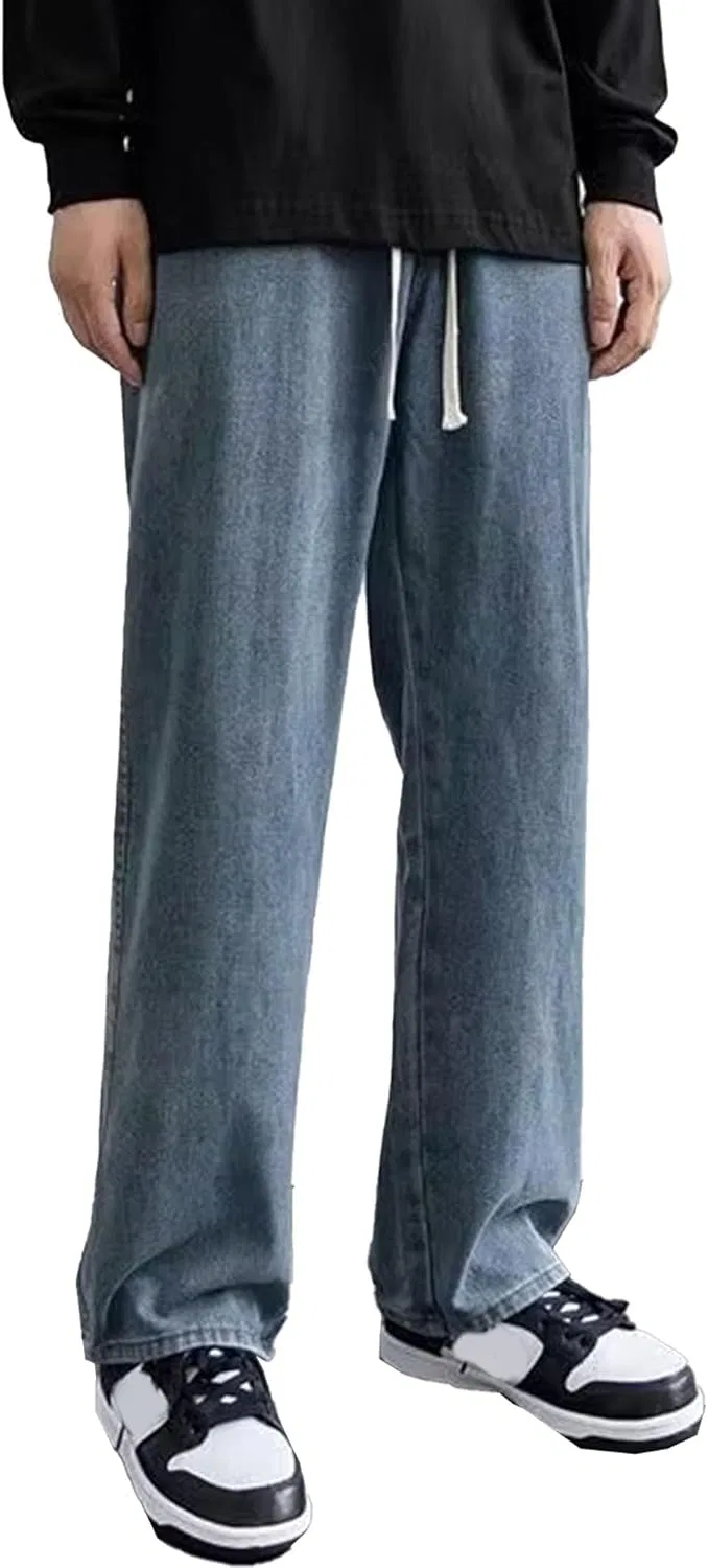 Джинсы с завязкой, широкие, Medium Blue