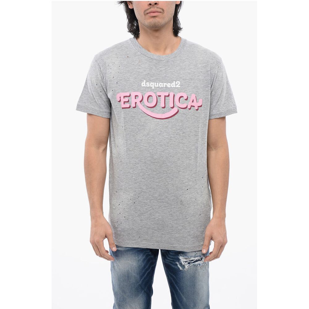 

Футболка Muscle Fit с эффектом потертости Dsquared2, Gray