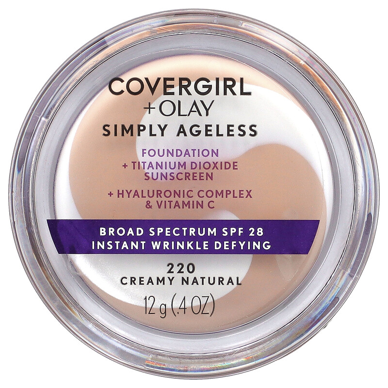 

Covergirl, Olay Simply Ageless, тональная основа, SPF 28, натуральный крем 220 г, 12 г (0,4 унции)